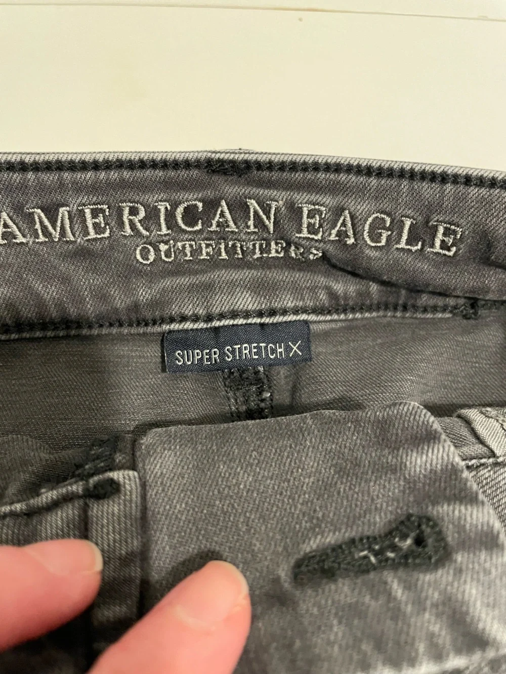 American Eagle Brand Size 12 Super Stretch X Black Denim Mini Skirt Zippers